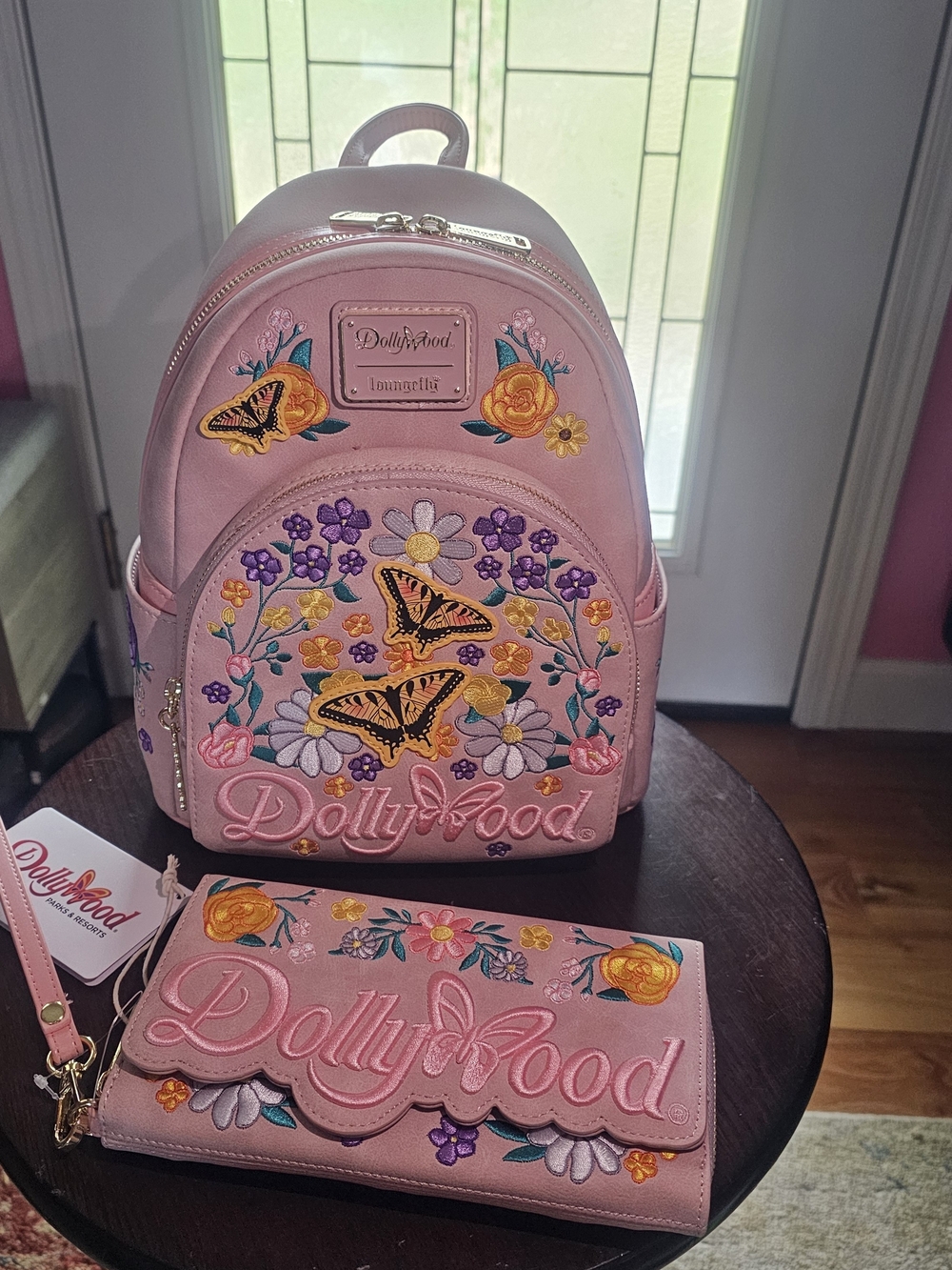 DollyWood Pink Butterfly Loungefly Backpack and Wallet Set, NWT, Dolly Parton